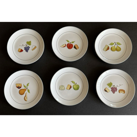 Crate & Barrel NANCY GREEN Fruit Fromage Appetizer Cheese Plates 6 1/2" Set of 6 - Picture 1 of 16